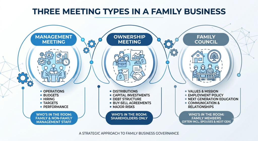 Family Business Meeting types infographics