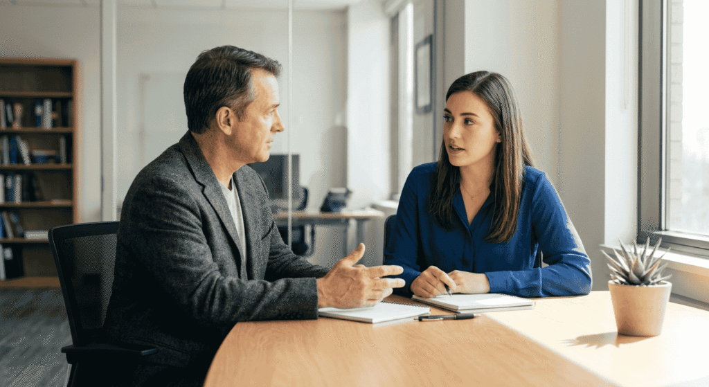 Family members working together to make business decisions