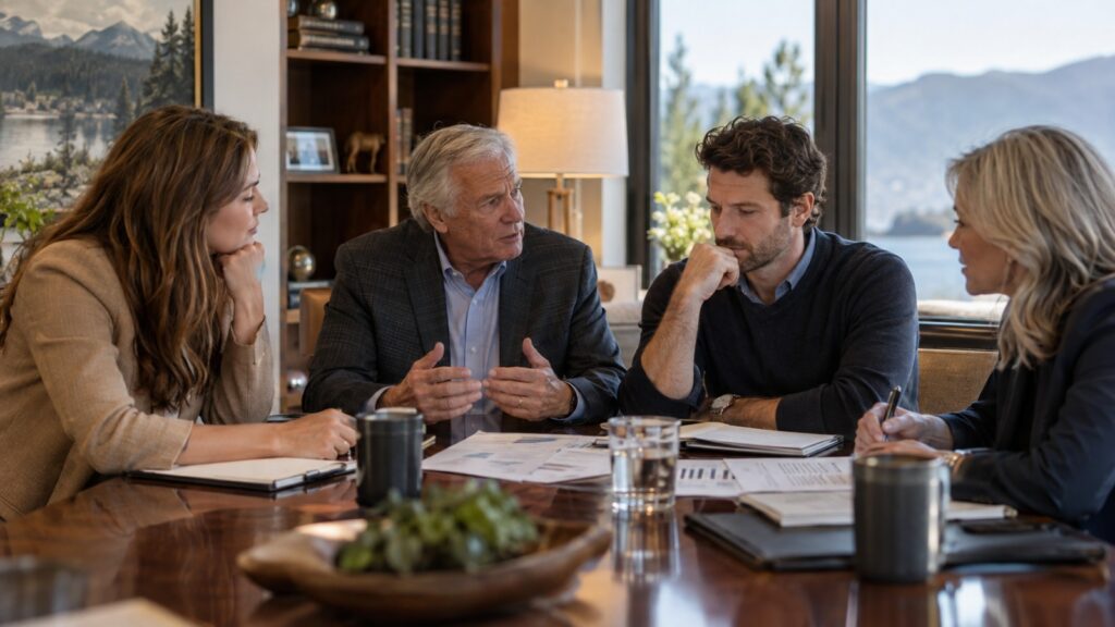Business owner discussing strategy and priorities with a coach