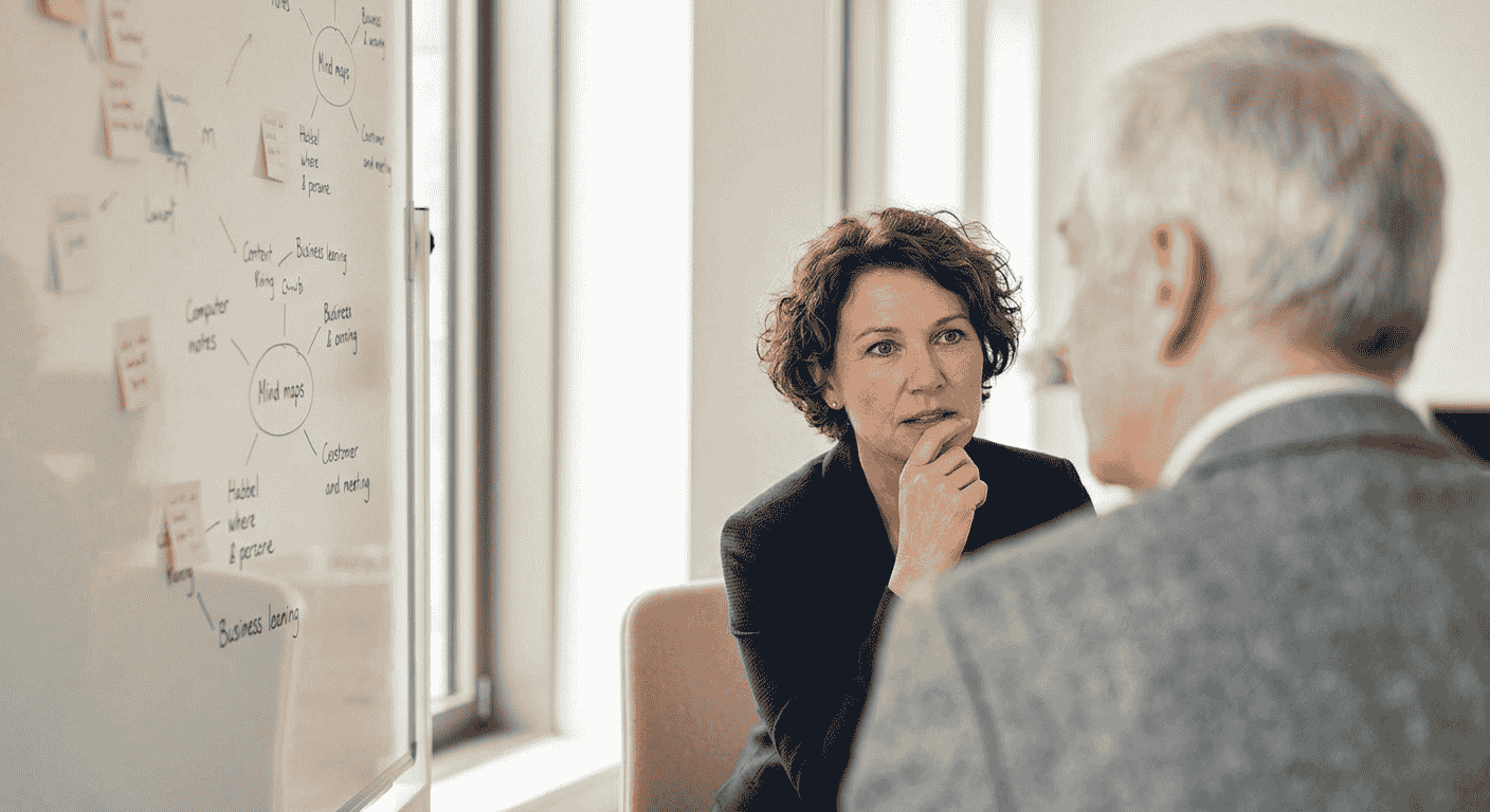 Business owner discussing strategy with a professional coach