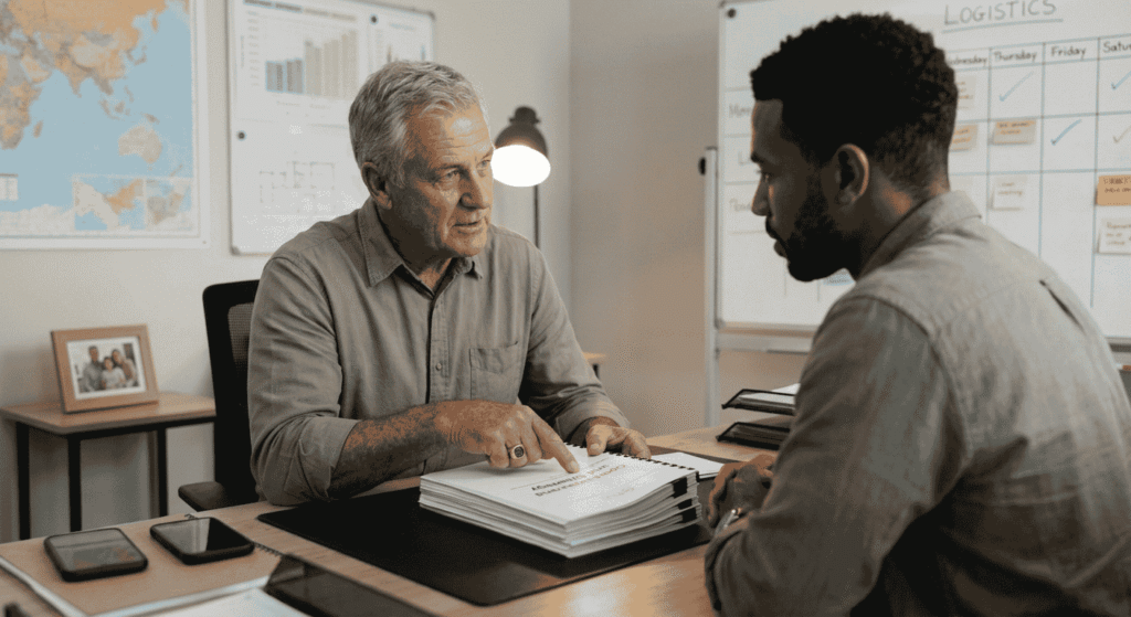 Family business owners having a difficult conversation
