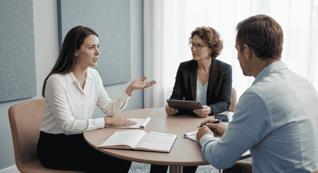 Family members working through conflict in business