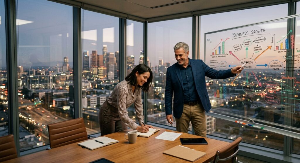 Business owner evaluating coaching options and business goals